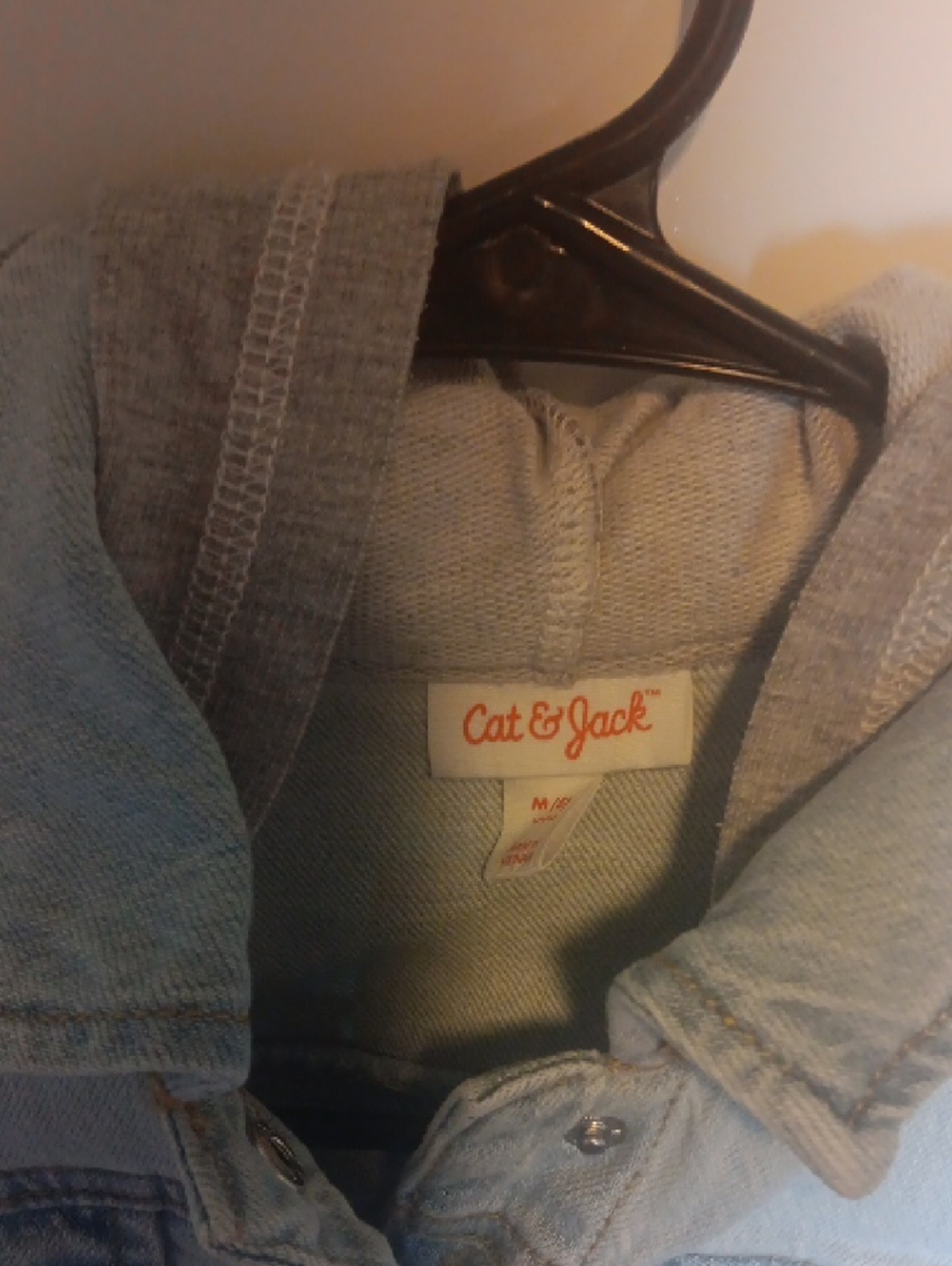 Cat & Jack Light Blue Cropped Denim Jacket with Hood Size 8 New - Picture 3 of 7